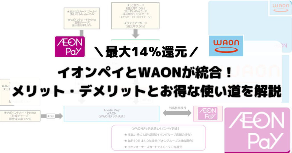 イオンペイとWAONが統合！メリット・デメリットとお得な使い道を解説【最大14％還元】