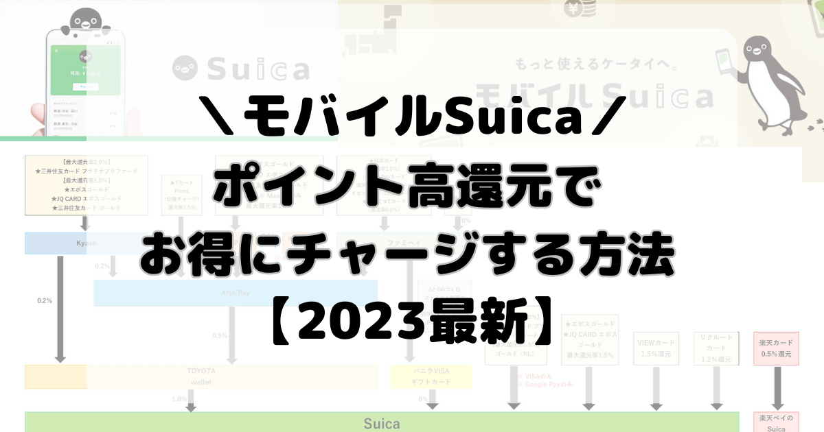 Suicaにポイント高還元でお得にチャージする方法【2023最新】