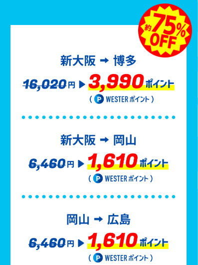 WESTERポイント超特典きっぷ 金額