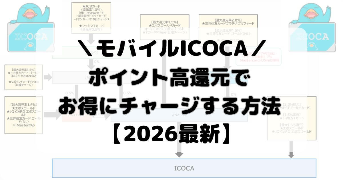 【2026最新】ICOCAにポイント高還元でお得にチャージする方法