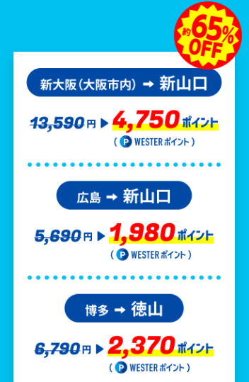 WESTERポイント超特典きっぷ2026.9 割引例