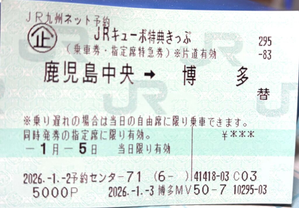 JRキューポ特典きっぷ