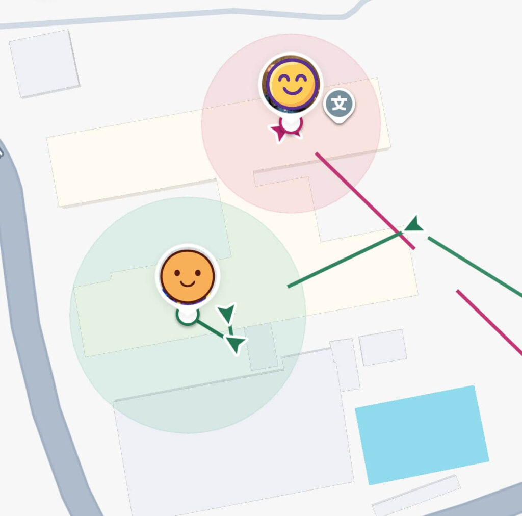 みてねみまもりGPSのアプリ地図画面と位置情報の精度イメージ