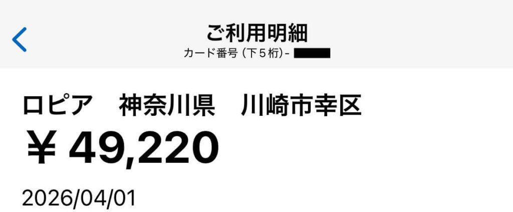 ヒルトンアメックス ロピア 明細